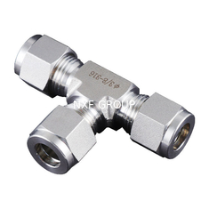304/316 Stainless Steel Double Ferrule Compression Tube Fittings Tee Customized Support ODM Liquid Medium 1 Piece MOQ