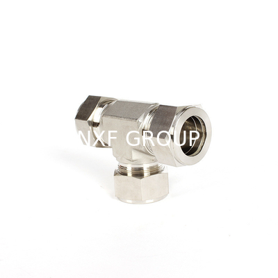Forged SS304/SS316 Stainless Steel Twin Ferrules Inch Tube Fittings 1/16 to 2" 3-Way Union Tee Pipe Fittings Fully Stocked