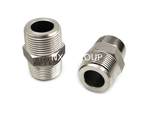 Stainless Steel Pipe Fittings 1/4"-4" NPT/BSPT Hexagon Male Threaded Nipple for Customized Support ODM