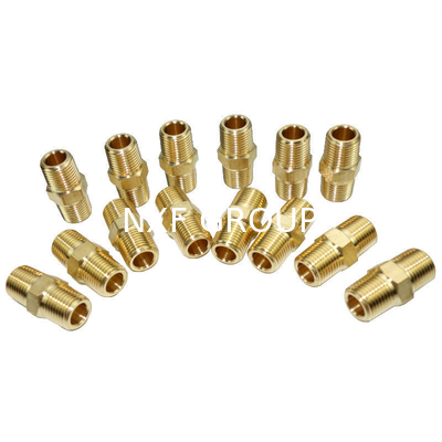 Customizable Brass HEX Nipple 1/8-4 INCH SCH80-SCH160 Pipe Connector with BSP Thread Casting Technics Fittings