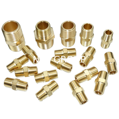 Customizable Brass HEX Nipple 1/8-4 INCH SCH80-SCH160 Pipe Connector with BSP Thread Casting Technics Fittings