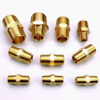 Customizable Brass HEX Nipple 1/8-4 INCH SCH80-SCH160 Pipe Connector with BSP Thread Casting Technics Fittings
