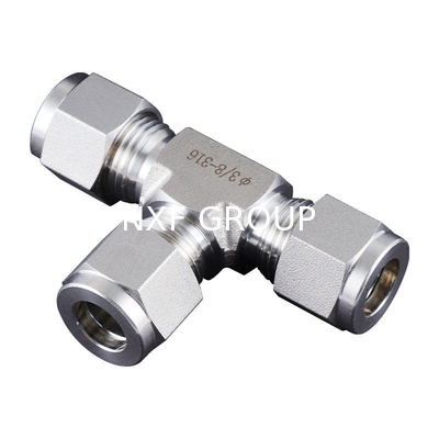 304/316 Stainless Steel Double Ferrule Compression Tube Fittings Tee Customized Support ODM Liquid Medium 1 Piece MOQ