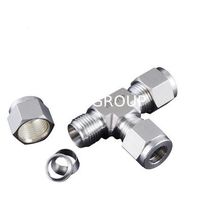 304/316 Stainless Steel Double Ferrule Compression Tube Fittings Tee Customized Support ODM Liquid Medium 1 Piece MOQ