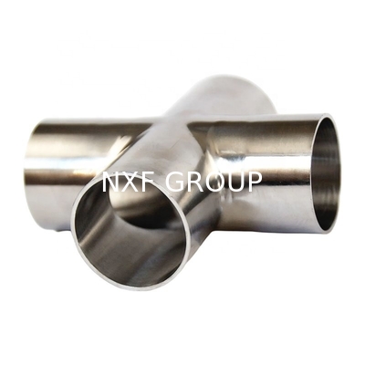 Round Head Code Sanitary Stainless Steel 304 316L Pipe Fittings Weld Tri Clamp Cross 4 Way Cross for ANSI JIS DIN ASME Standard