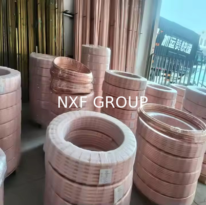 NXF Air Conditioner Pancake Copper Tube Customizable OD 3.6mm-28.58mm Thickness 0.28mm-1.2mm Alloy Copper Plain Tube Coil