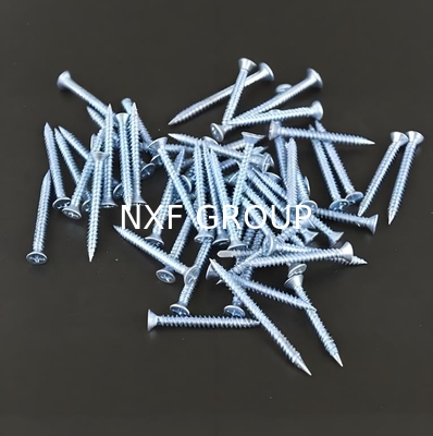 NXF ASTM JIS DIN 235JR/A105JRB/DINST37-2/JISSS400/ASTMA283C ST2.9 25mm Galvanized Cross Countersunk Self Tapping Screws