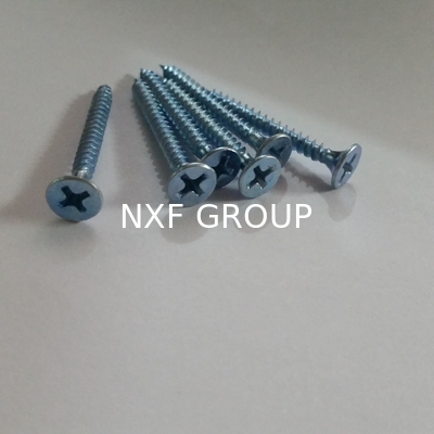 NXF ASTM JIS DIN 235JR/A105JRB/DINST37-2/JISSS400/ASTMA283C ST2.9 25mm Galvanized Cross Countersunk Self Tapping Screws